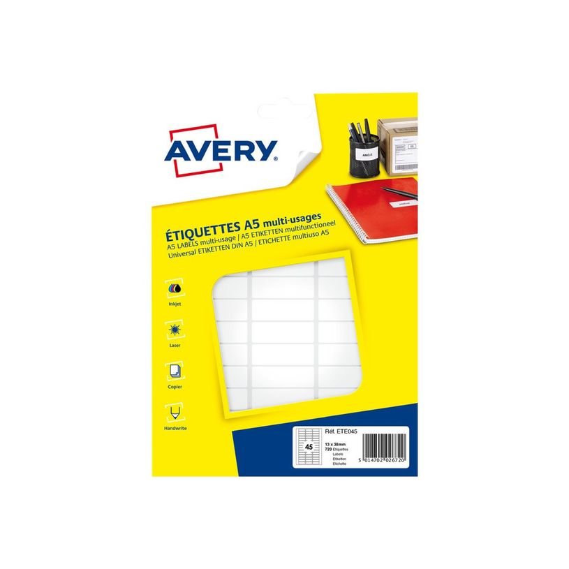 5014702026720-Avery - Etui A5 - 720 Étiquettes multi-usages blanches - 13 x 38 mm - réf ETE045-P_79413536_1-1