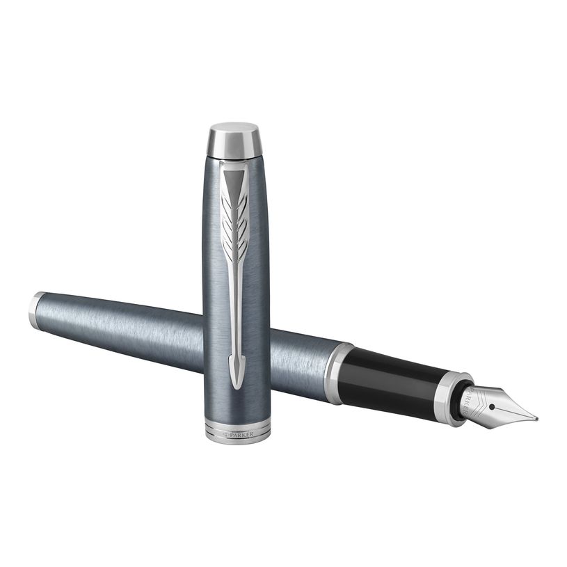 3501179316482-Parker IM - Stylo plume - encre bleue - fin - gris/argent-P_79413681_1-0