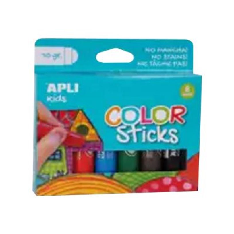 8410782142270-APLI kids COLOR Sticks - 6 tubes de gouache - tempéra - noir, rouge, bleu, jaune, marron, -P_79413780_1-0