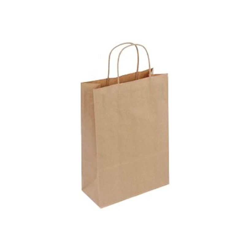 3135250985399-50 Sacs cadeau kraft - poignées torsadées - 14 cm x 8 cm x 21 cm - brun-P_79414202_1-0
