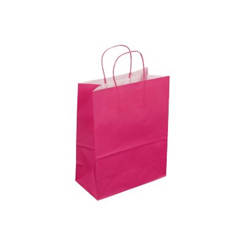 2130858206274-50 Sacs cadeau kraft - poignées torsadées - 22 cm x 12 cm x 31 cm - fuchsia-P_79414209_1-0