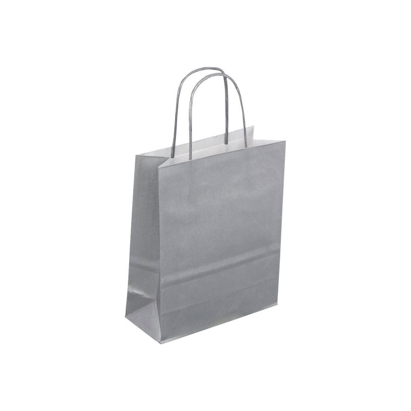 2130858204287-50 Sacs cadeau kraft - poignées torsadées - 18 cm x 8 cm x 22 cm - argent-P_79414210_1-0