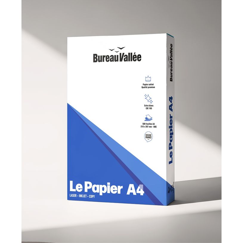 3141728720706-Bureau Vallée - Papier blanc - A4 (210 x 297 mm) - 80 g/m² - 2500 feuilles (carton de 5 ramettes)--3
