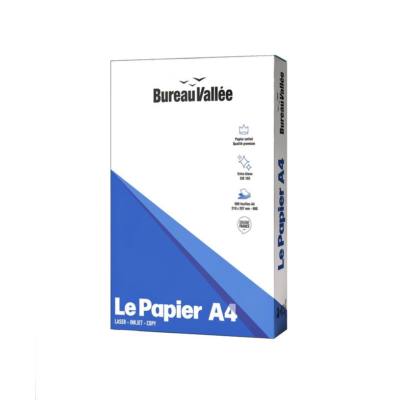 3141728720706-Bureau Vallée - Papier blanc - A4 (210 x 297 mm) - 80 g/m² - 2500 feuilles (carton de 5 ramettes)--1