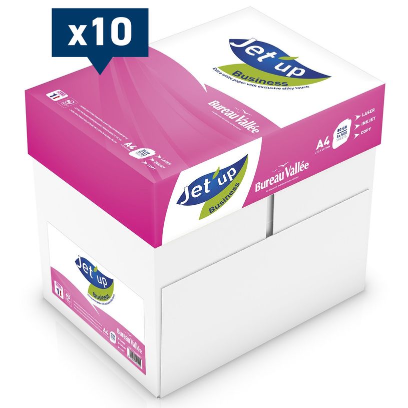 -Jet'up Bureau Vallée - Papier blanc - A4 (210 x 297 mm) - 80 g/m² - 25 000 feuilles (10 cartons de 5 ramettes)--0