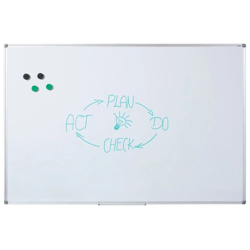 Tableau Blanc Magnétique 100x150 Cm - Surface Laquée, Effaçable à Sec, Idéal Pour Salle De Réunion Ou Bureau