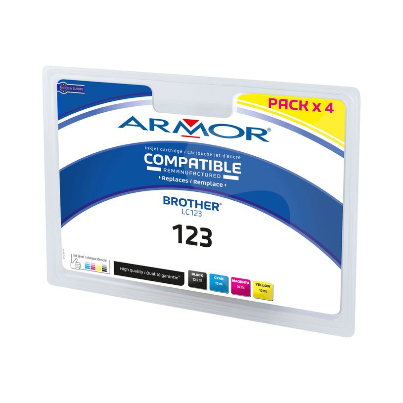 3112539327927-Brother LC123 remanufacturée Armor - Pack de 4 - noire, cyan, magenta, jaune - cartouche d-P_79415098_1-0