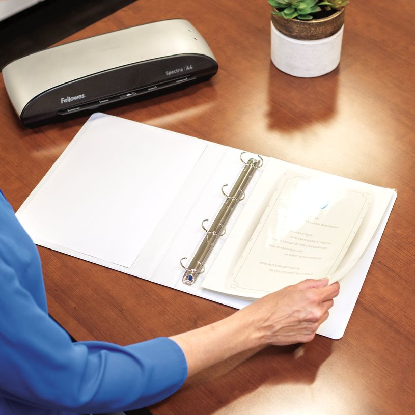 0043859521821-Fellowes - 100 pochettes de plastification A4 (216 x 303 mm) - 80 microns - brillantes pré-perforées--4