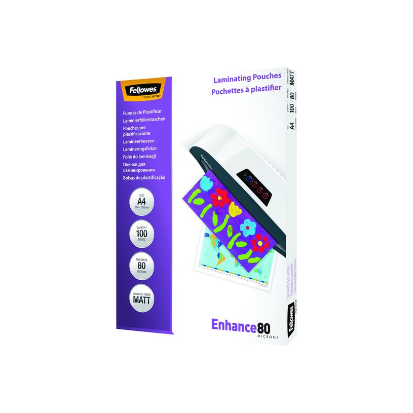 0043859522330-Fellowes - 80 micrones - paquete de 100 - mate - A4 (210 x 297 mm) bolsas para laminación-P_79415146_1-8