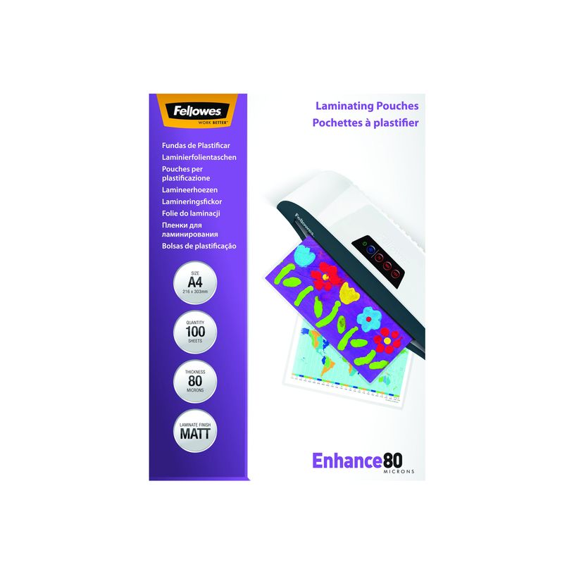 0043859522330-Fellowes - 80 micrones - paquete de 100 - mate - A4 (210 x 297 mm) bolsas para laminación-P_79415146_2-9