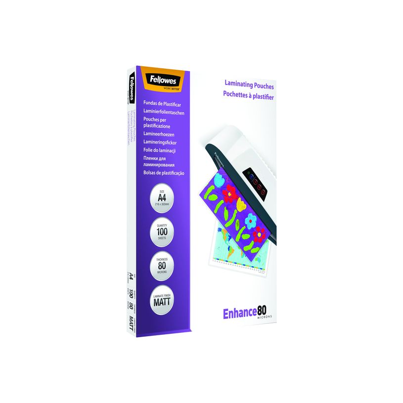 0043859522330-Fellowes - 80 micrones - paquete de 100 - mate - A4 (210 x 297 mm) bolsas para laminación-P_79415146_3-10