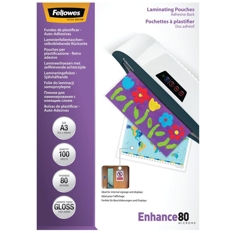 0077511530234-Fellowes - 100 pochettes de plastification A3 (303 x 426 mm) - 80 microns - brillantes dos -P_79415156_4-0