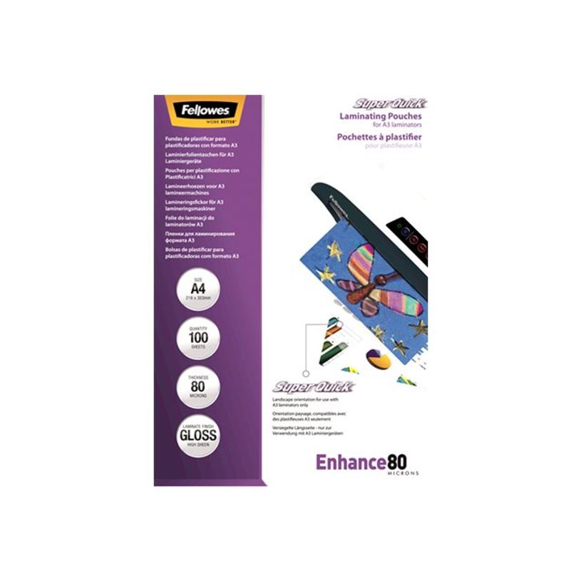 0077511544002-Fellowes - 100 pochettes de plastification A4 (216 x 303 mm) - 80 microns - brillantes-P_79415157_2-10