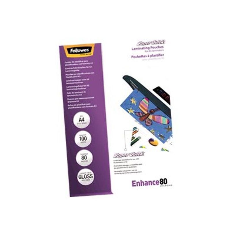 0077511544002-Fellowes - 100 pochettes de plastification A4 (216 x 303 mm) - 80 microns - brillantes-P_79415157_4-9