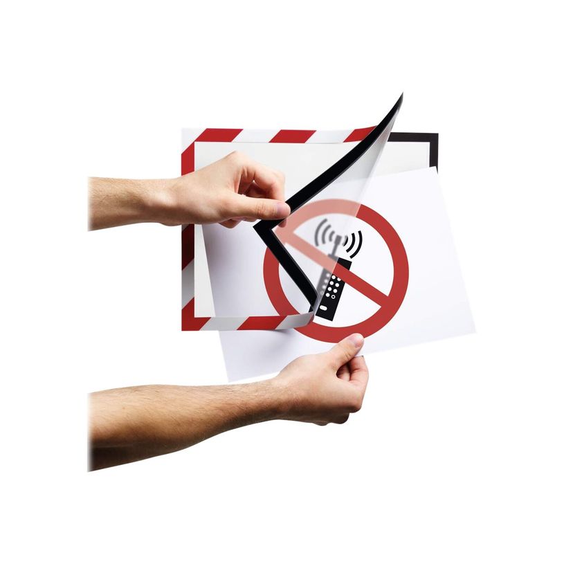 4005546406596-Durable Duraframe Magnetic Security - Cadre d'affichage magnétique bicolore - A4 - rouge-P_79415385_13-12