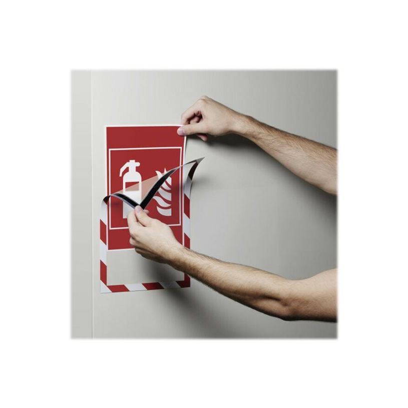 4005546406596-Durable Duraframe Magnetic Security - Cadre d'affichage magnétique bicolore - A4 - rouge-P_79415385_17-17