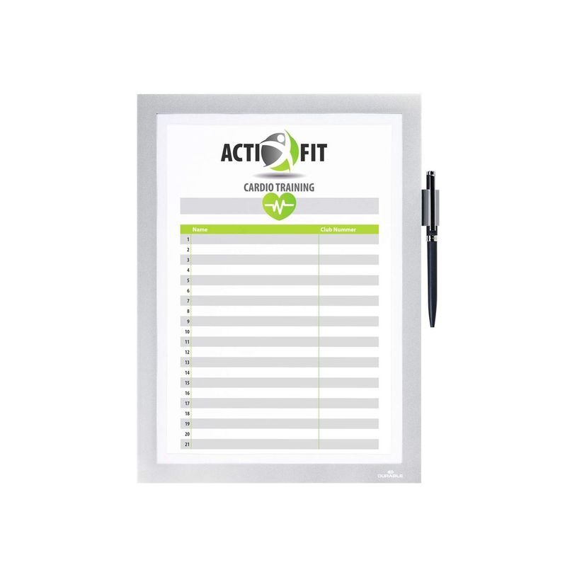 4005546407043-Durable Duraframe Note - Cadre d'affichage adhésif - A4 - argent - avec porte-stylo-P_79415393_2-1