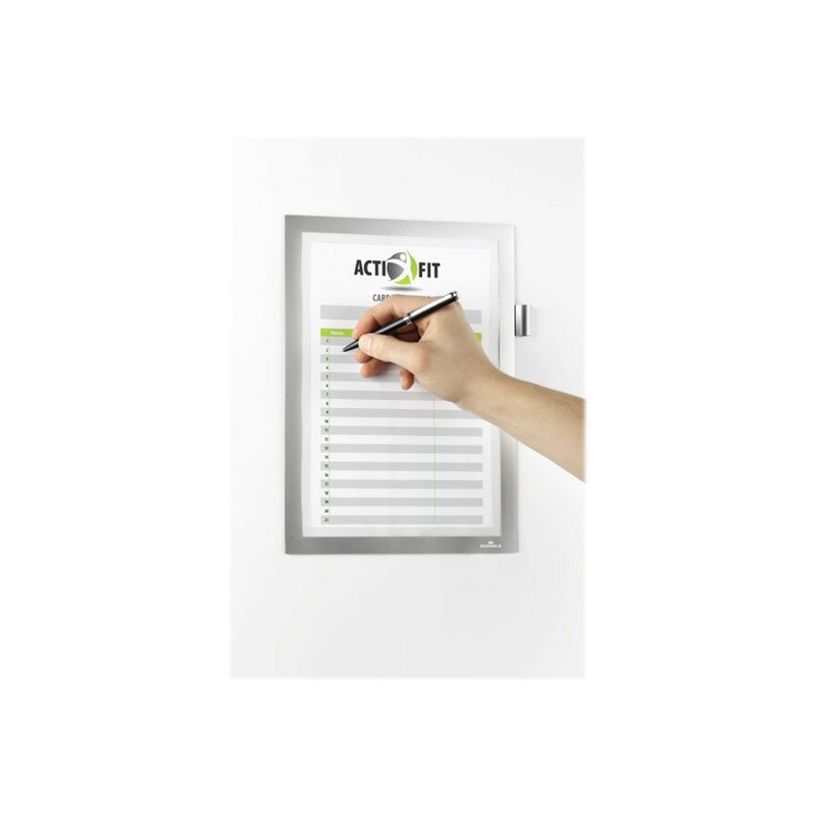 4005546407043-Durable Duraframe Note - Cadre d'affichage adhésif - A4 - argent - avec porte-stylo-P_79415393_3-2