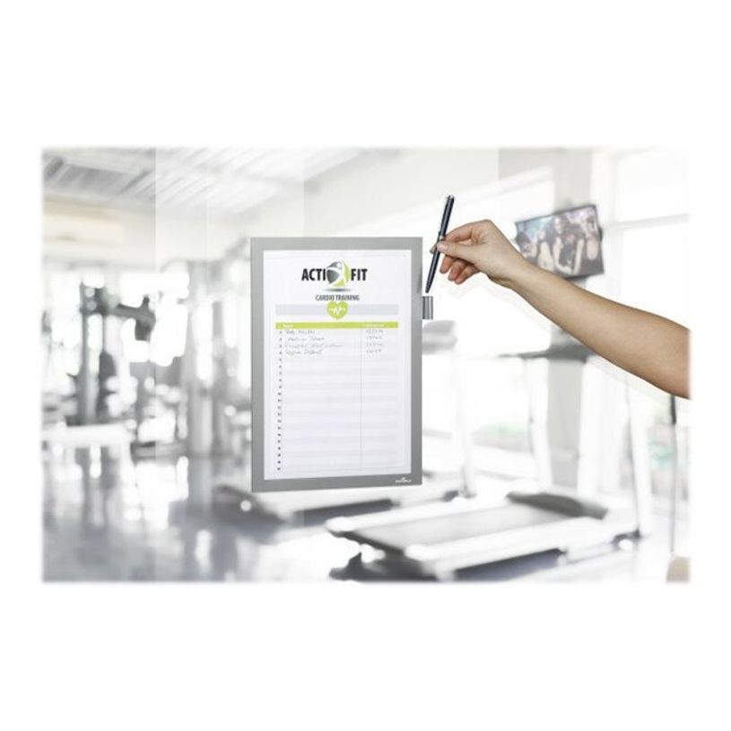 4005546407043-Durable Duraframe Note - Cadre d'affichage adhésif - A4 - argent - avec porte-stylo-P_79415393_5-4