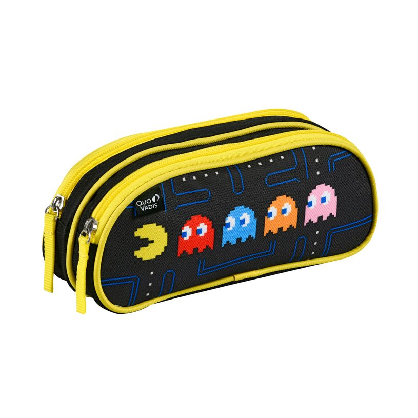 3371010388875-Quo Vadis - Trousse scolaire - Rectangle - Pac man - Toile (polyester) - 2 compartiment(s)--0