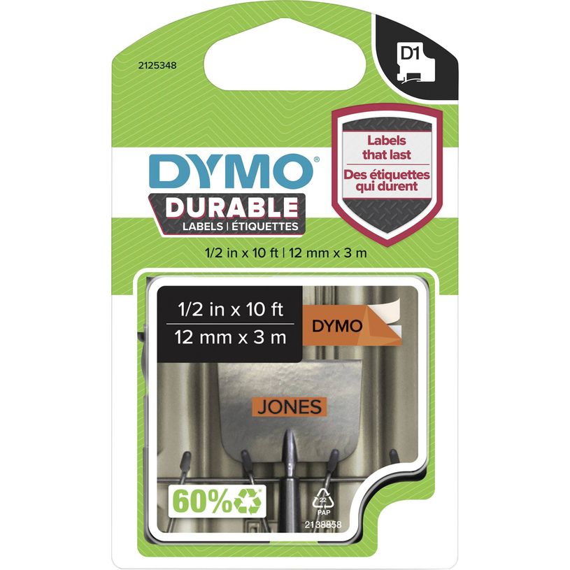 3501179783673-DYMO D1 - Ruban d'étiquettes auto-adhésives - 1 rouleau (12 mm x 3 m) - fond orange écri-P_79417460_1-0