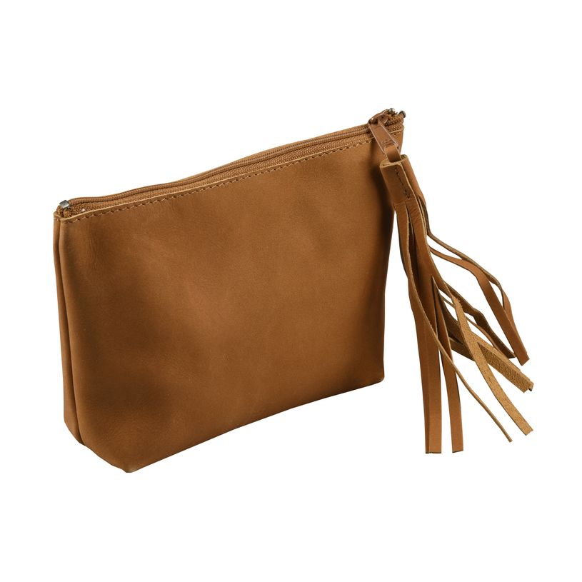 3338805002330-Trousse Nubuck plate à pompon - 1 compartiment - marron -  Quo Vadis-P_79417577_1-0