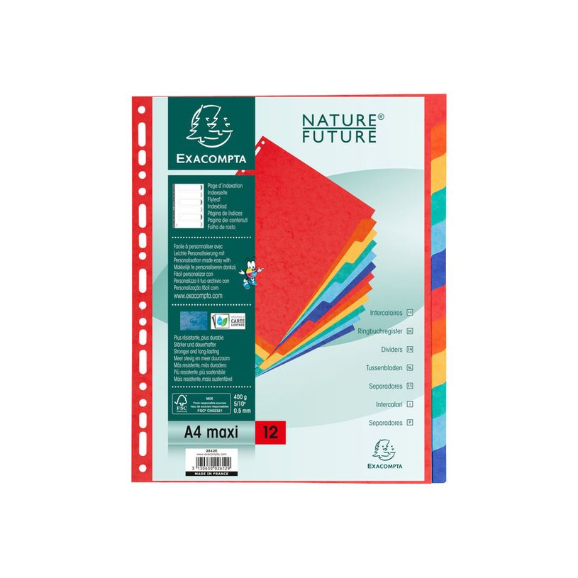 3130630026129-Exacompta Nature Future - Intercalaire 12 positions - A4 Maxi - carte rigide colorée-P_79417620_1-0