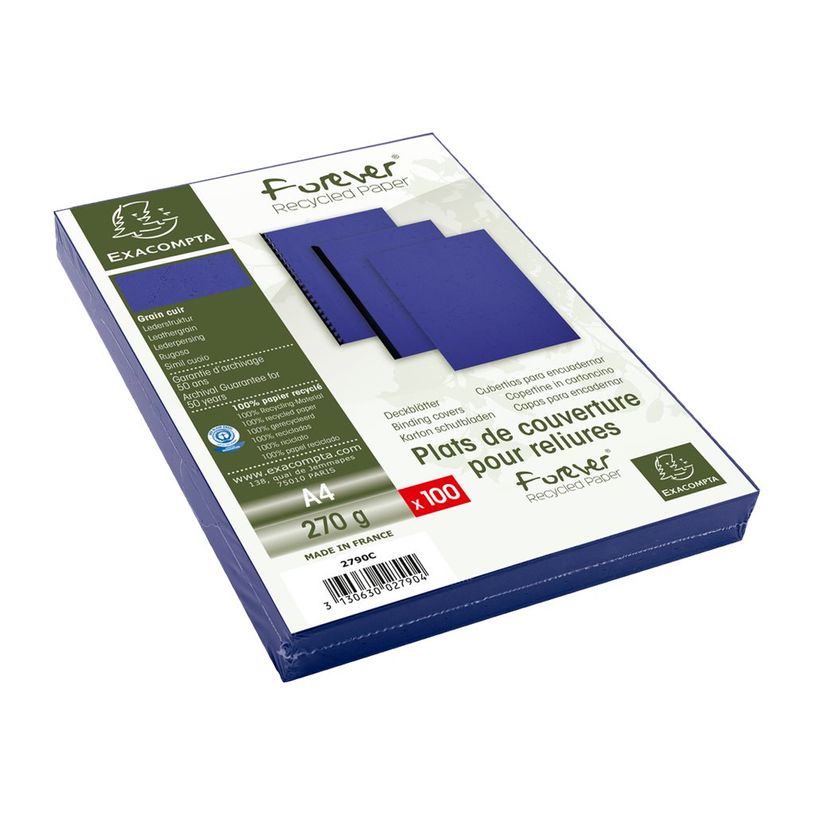3130630027904-Exacompta - 100 couvertures à reliure A4 (21 x 29,7 cm) - 270 g/m² - bleu foncé-P_79417622_5-4
