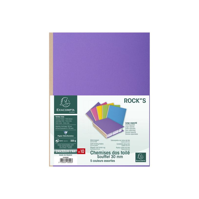 3130634160003-Exacompta Rock"s - 10 Chemises à soufflet - 320 gr - couleurs assorties-P_79417643_1-3