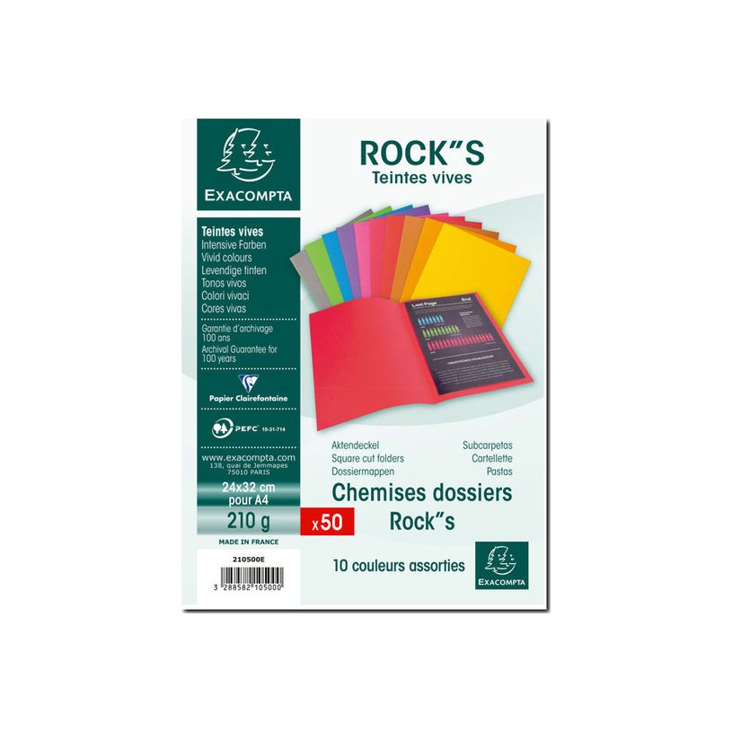 3130634210500-Exacompta Rock"s - 50 Chemises - 210 gr - couleurs assorties-P_79417649_1-2