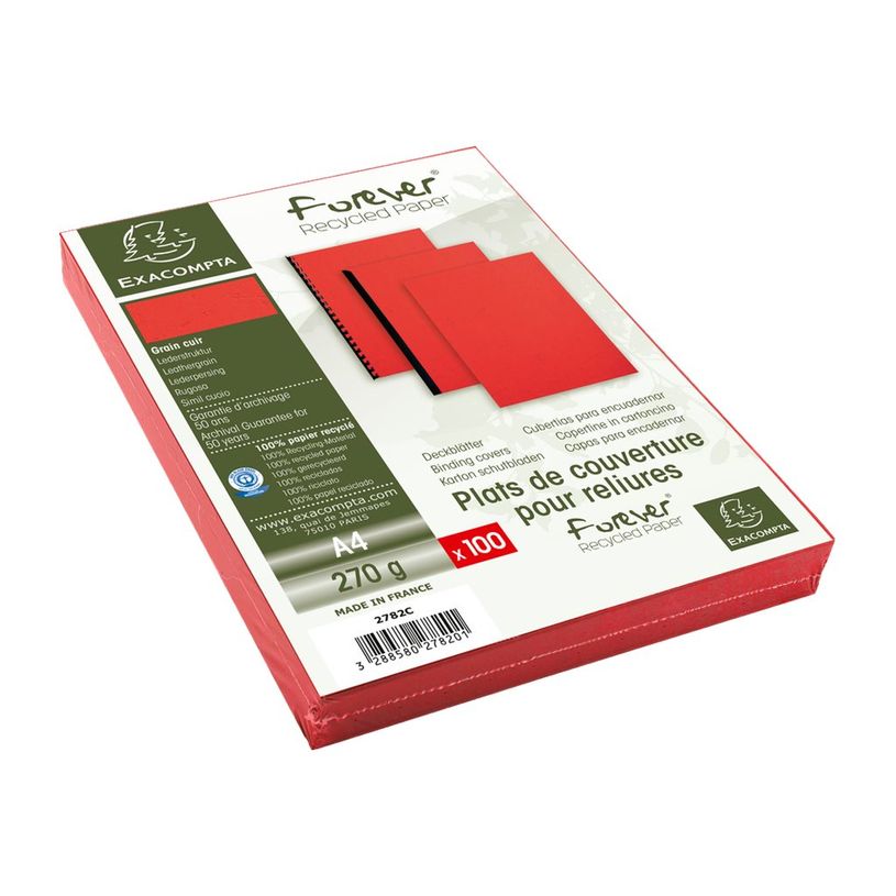 3288580278201-Exacompta - 100 couvertures à reliure A4 (21 x 29,7 cm) - 270 g/m² - rouge-P_79417660_1-0