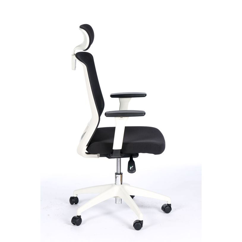 3760185028653-Fauteuil de bureau SCOTT - accoudoirs réglables - appuie-tête réglable - noir base blanc-P_79417782_4-3