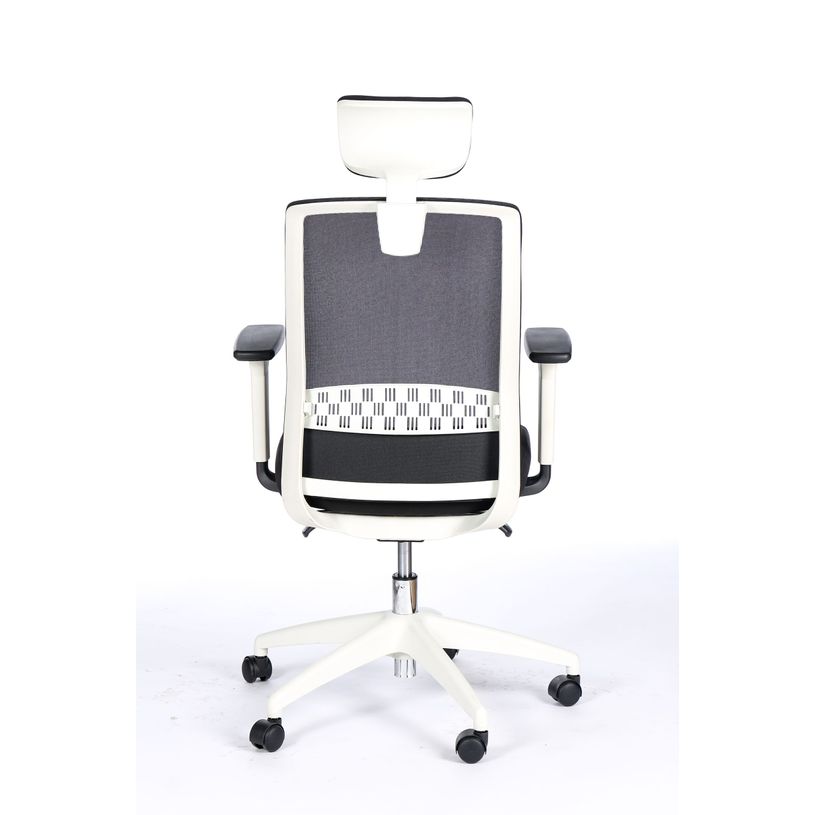 3760185028653-Fauteuil de bureau SCOTT - accoudoirs réglables - appuie-tête réglable - noir base blanc-P_79417782_5-4