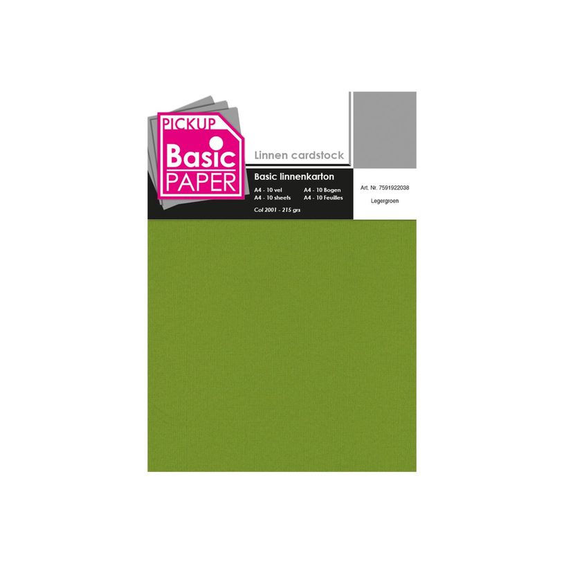8715119760883-Pickup - Carton de lin - A4 (210 x 297 mm) - 215 g/m² - 10 feuilles - vert militaire-P_79417868_1-0