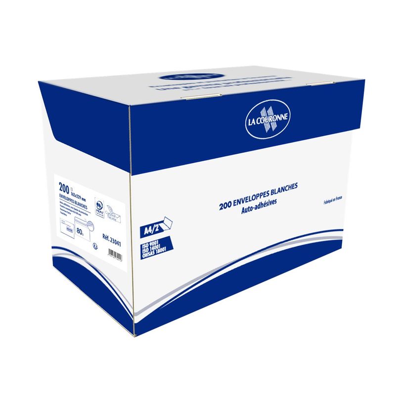 3240180230416-La Couronne - 200 Enveloppes C5 162 x 229 mm - 80 gr - fenêtre 45x100 mm - blanc - bande a-P_79418416_2-1