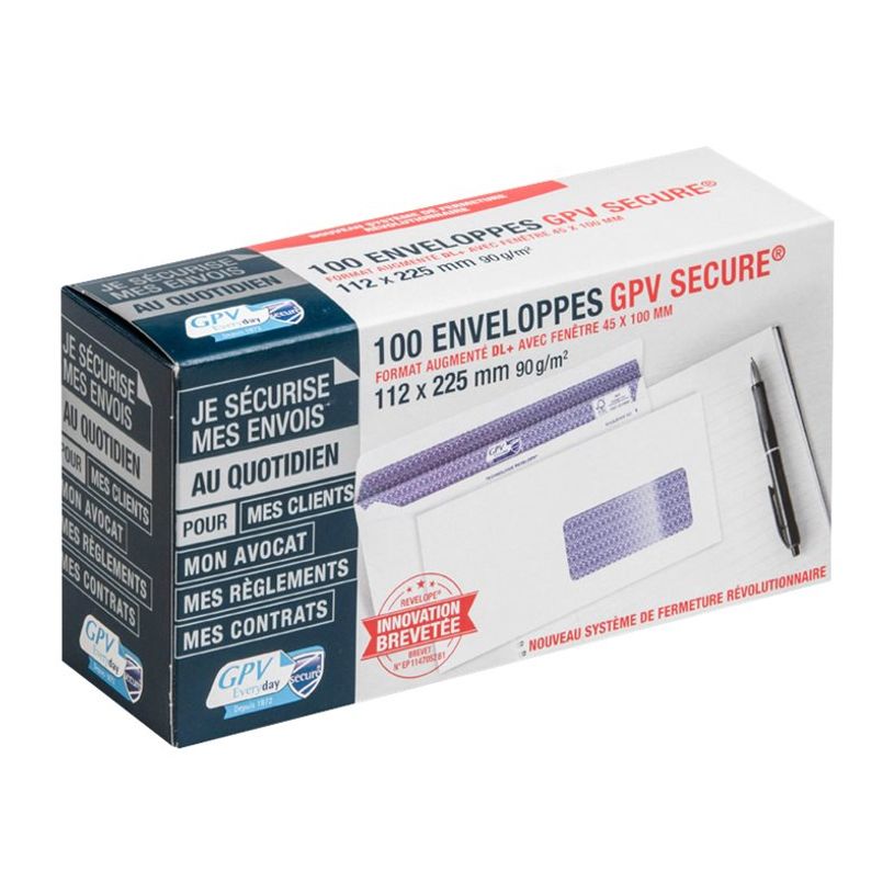 3250650050512-GPV Secure - 100 Enveloppes DL+ 112 x 225 mm - 90 gr - fenêtre 45x100 mm - blanc - autocol-P_79418418_1-0