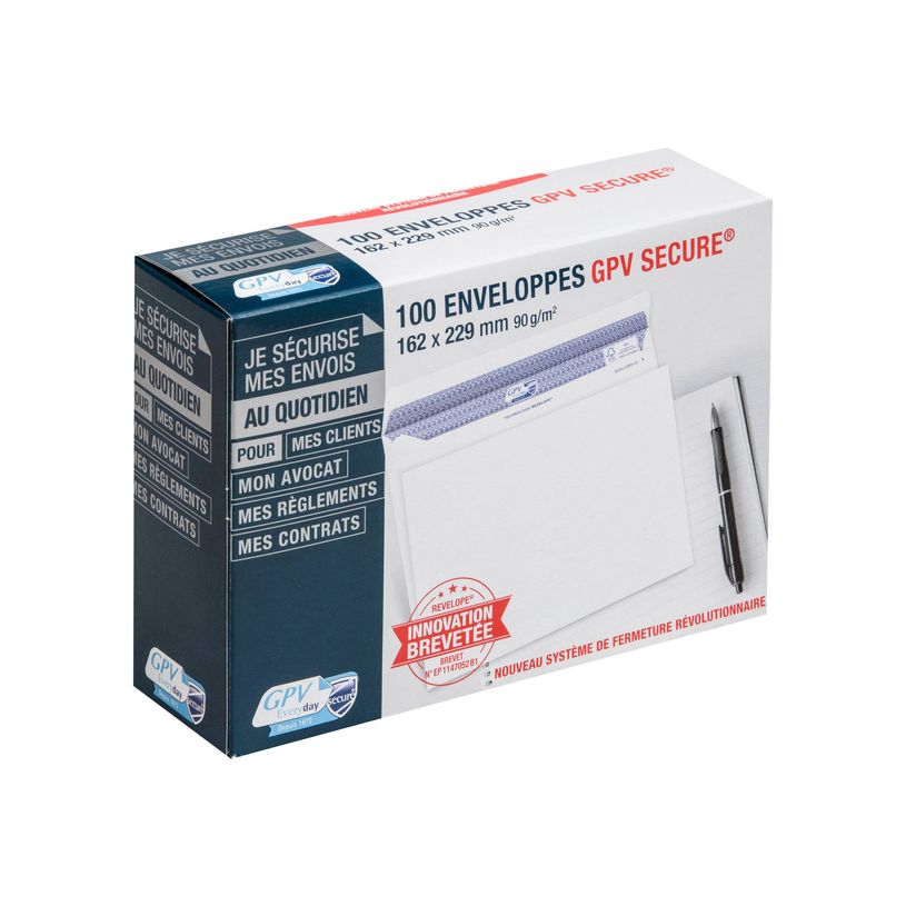 3250650050529-GPV Secure - 100 Enveloppes C5 162 x 229 mm - 90 gr - sans fenêtre - blanc - autocollante-P_79418419_1-0