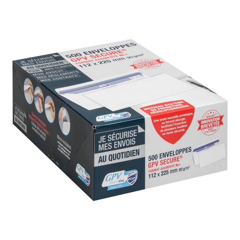 3250650050543-GPV Secure - 500 Enveloppes DL+ 112 x 225 mm - 90 gr - sans fenêtre - blanc - autocollante-P_79418421_1-0