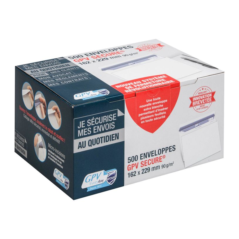 3250650050567-GPV Secure - 500 Enveloppes C5 162 x 229 mm - 90 gr - sans fenêtre - blanc - autocollante-P_79418423_1-0