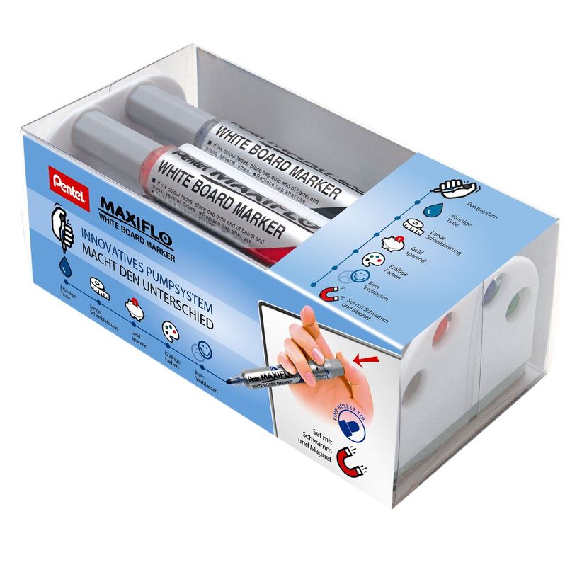 5011433133352-Pentel MAXIFLO - Brosse magnétique et 4 Marqueurs MAXIFLO - pointe ogive moyenne - couleur-P_79418440_2-1