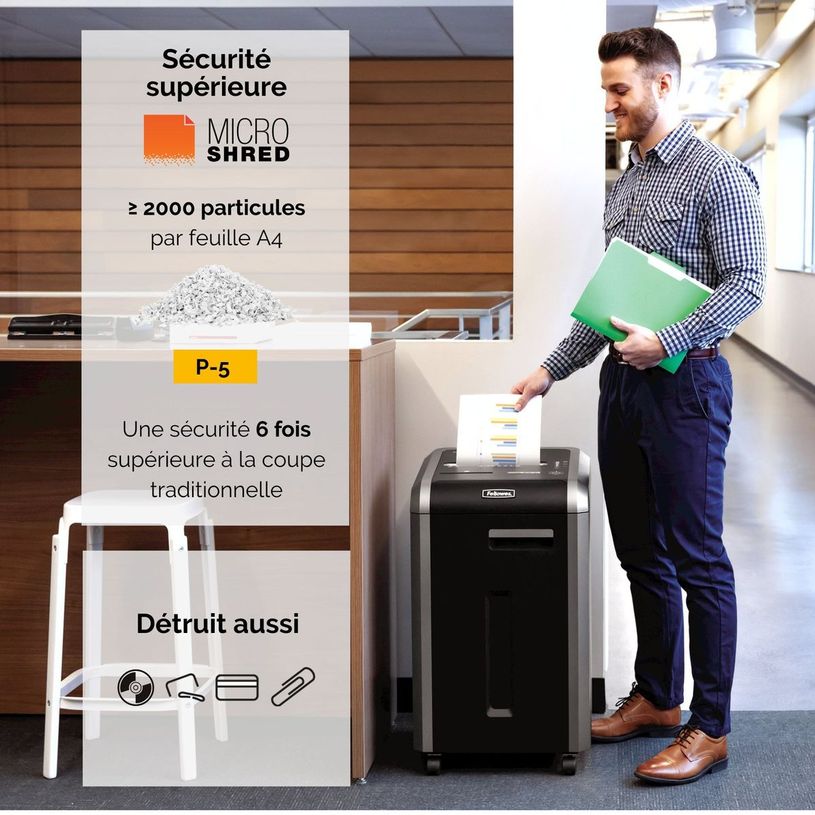 0043859642724-Fellowes Powershred 225Mi - destructeur de documents coupe croisée microparticules - 16 fe-P_79419177_4-3