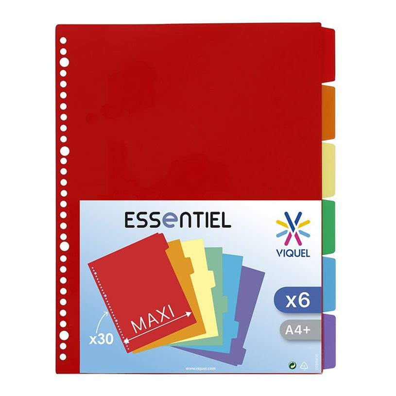 3135251535876-Viquel - Intercalaire 6 positions - A4 Maxi - polypropylène coloré-P_79419272_2-1