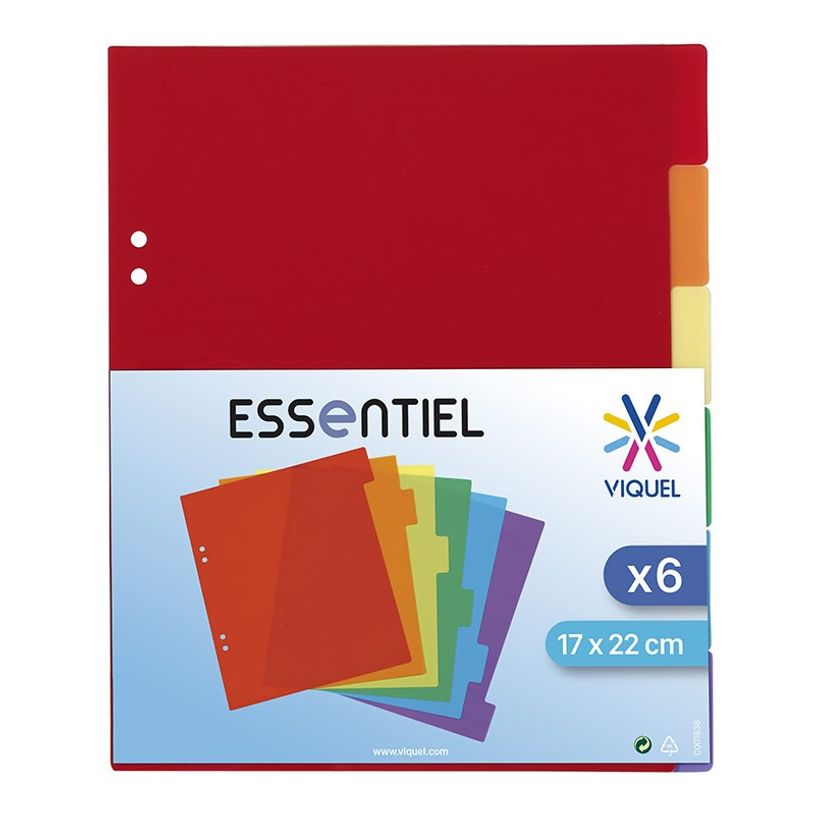 3135251840871-Viquel - Intercalaires 6 positions - 17 x 22 cm - polypropylène coloré-P_79419275_2-1