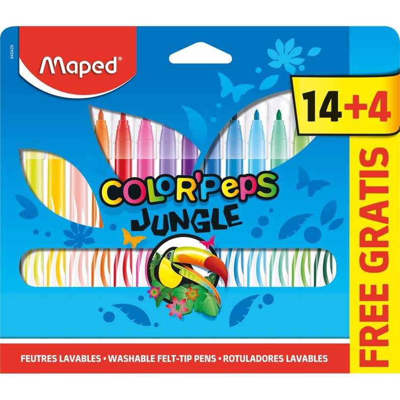 3154148454298-Maped Color'Peps Jungle - 18 Feutres dont 4 offerts - pochette carton-P_79419514_1-0