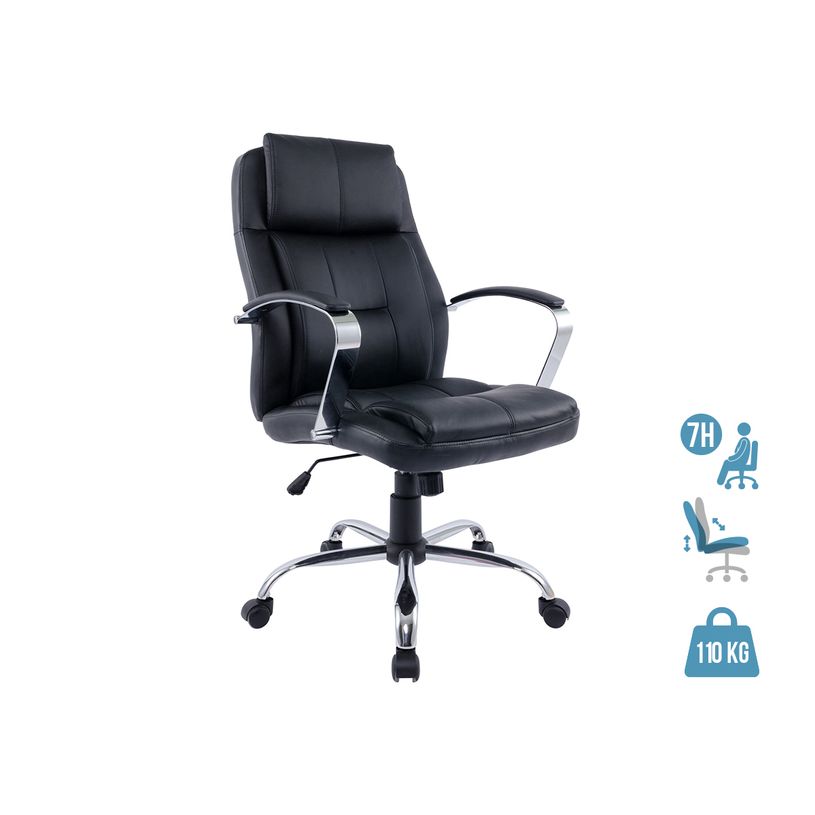 0000794196118-Fauteuil de bureau CHROMO - accoudoirs fixes - appui-tête intégré - noir-P_79419611_2-0