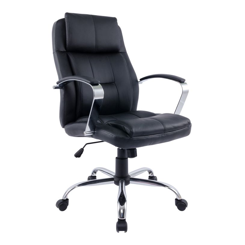 0000794196118-Fauteuil de bureau CHROMO - accoudoirs fixes - appui-tête intégré - noir-P_79419611_3-1