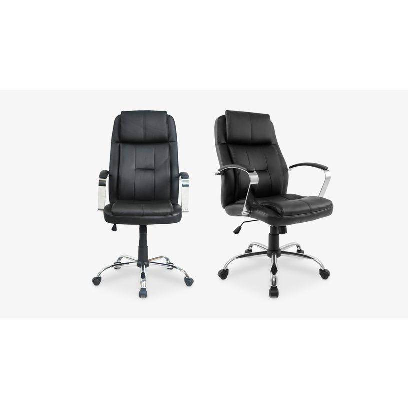 0000794196118-Fauteuil de bureau CHROMO - accoudoirs fixes - appui-tête intégré - noir-P_79419611_8-6