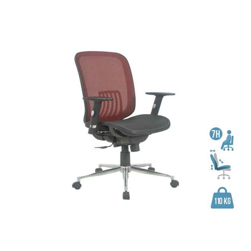 3397704813010-Fauteuil de bureau AXIOME - accoudoirs réglables - Noir et rouge-P_79419624_1-0