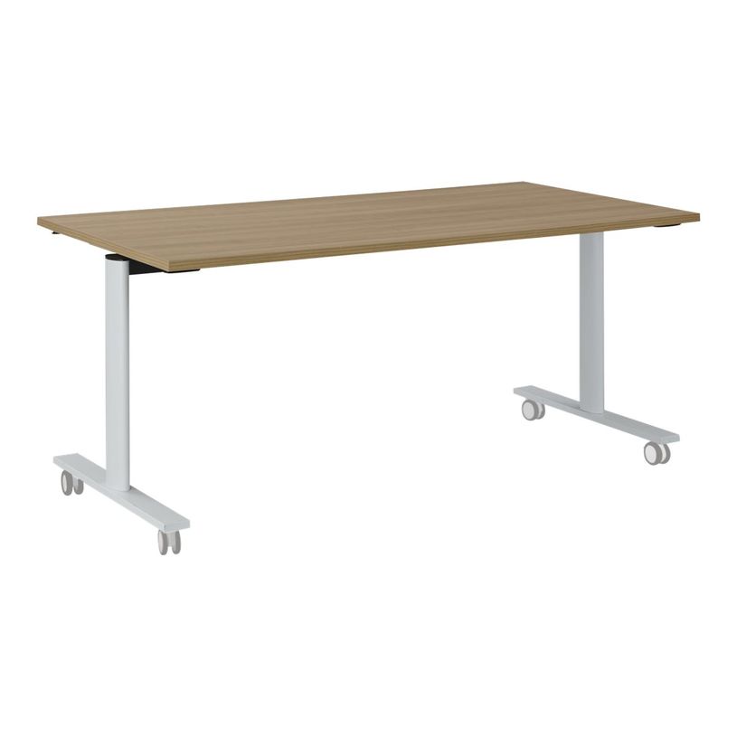 3483600757821-Table de réunion mobile et rabattable YES ! - 160 cm - Pieds blancs - Merisier-P_79419643_1-0