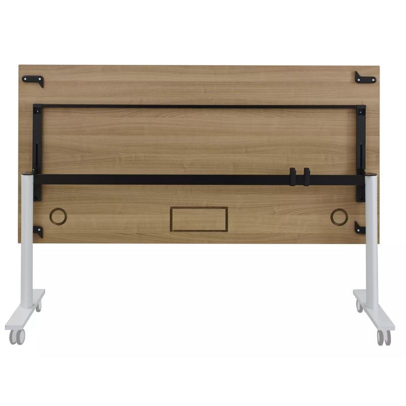 3483600757821-Table de réunion mobile et rabattable YES ! - 160 cm - Pieds blancs - Merisier-P_79419643_2-1